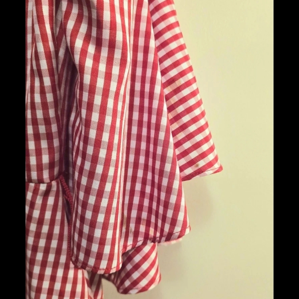 Red & White Gingham Dress with Ruffle Sleeves (Like NEW) Charles Henry. - Picture 7 of 8